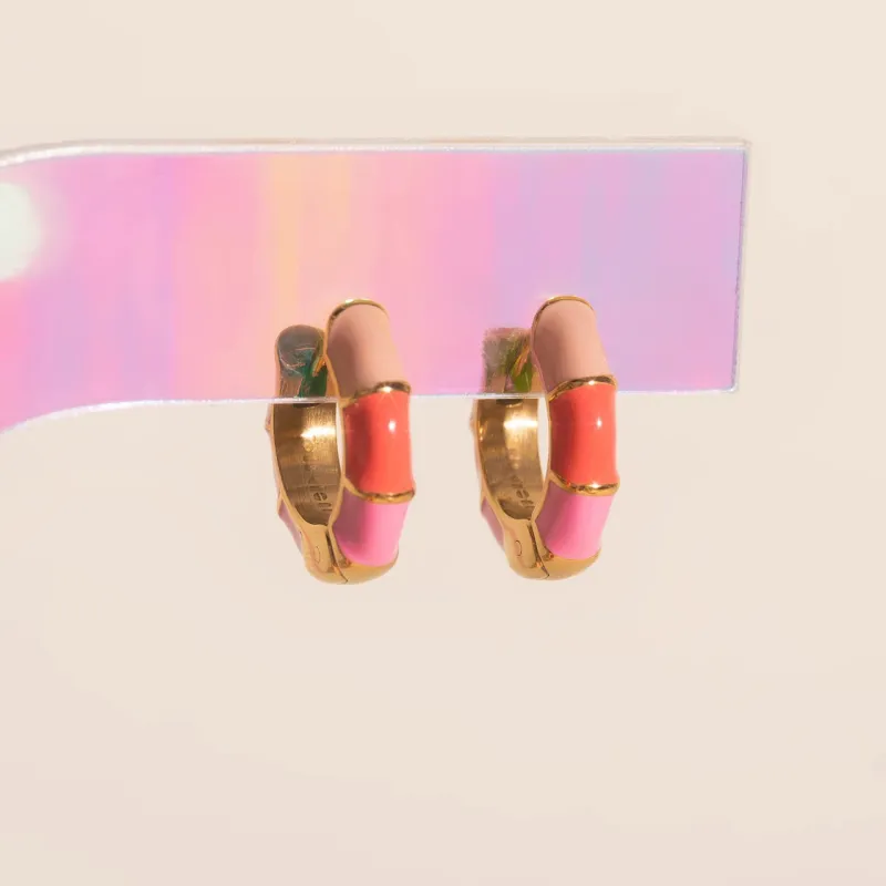 Color Block Chunky Rounded Huggie Hoop Earrings sold by Modcloth