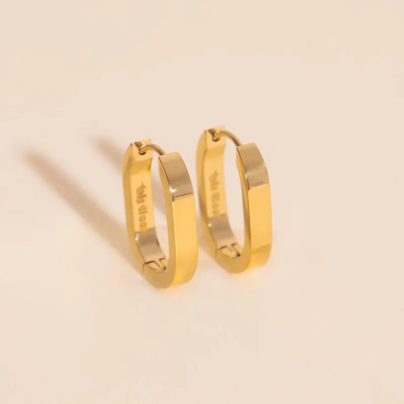 Titanium Smooth Oblong Huggie Hoop Earrings sold by Modcloth