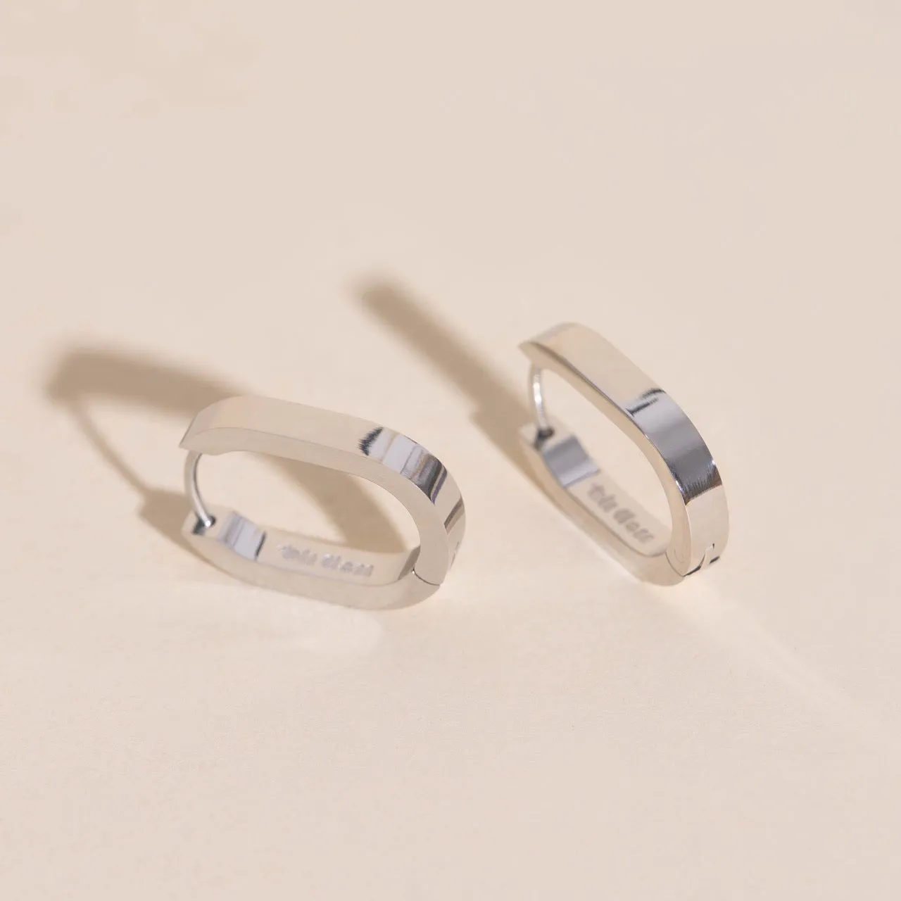 Titanium Smooth Oblong Huggie Hoop Earrings sold by Modcloth product image thumbnail 5