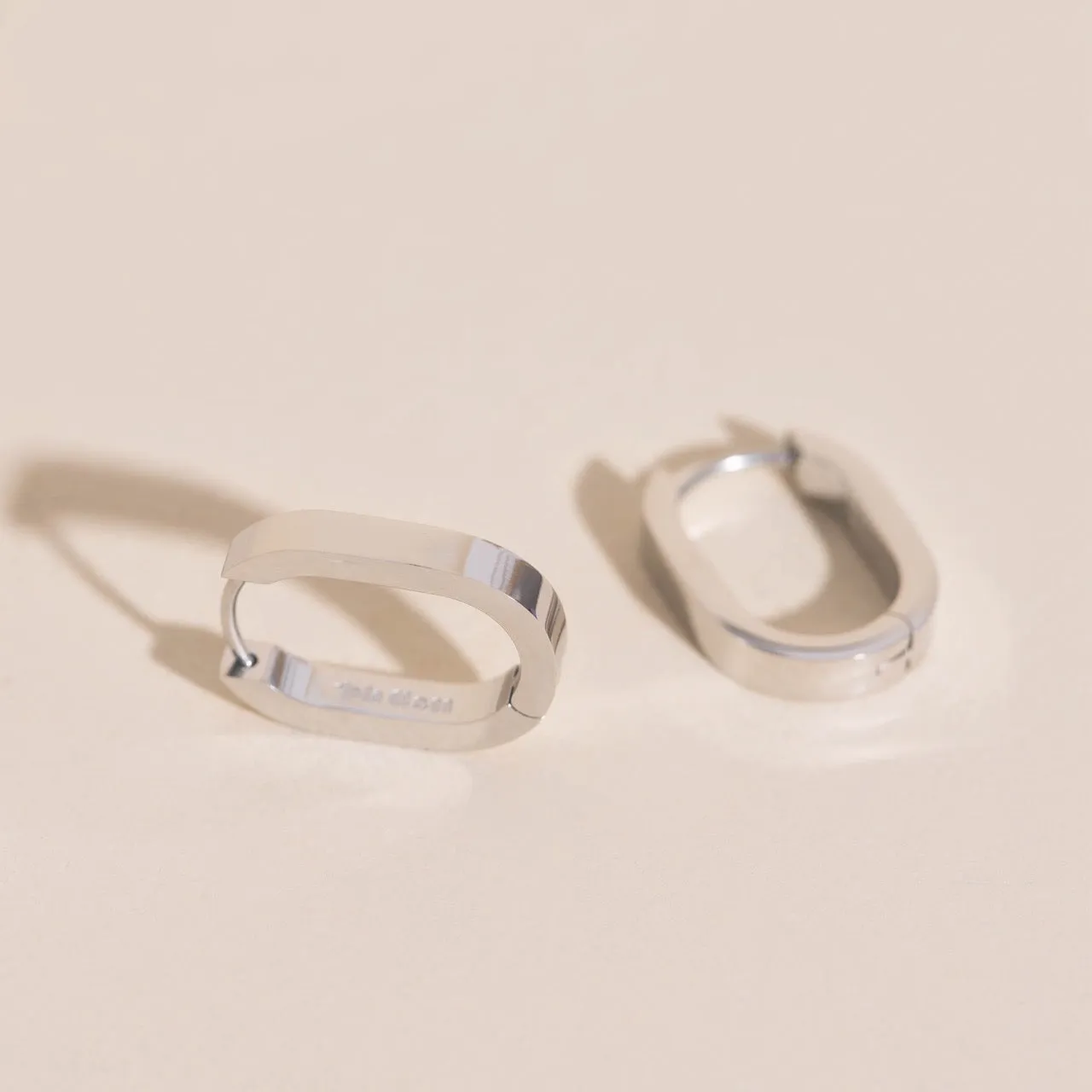Titanium Smooth Oblong Huggie Hoop Earrings sold by Modcloth product image thumbnail 2