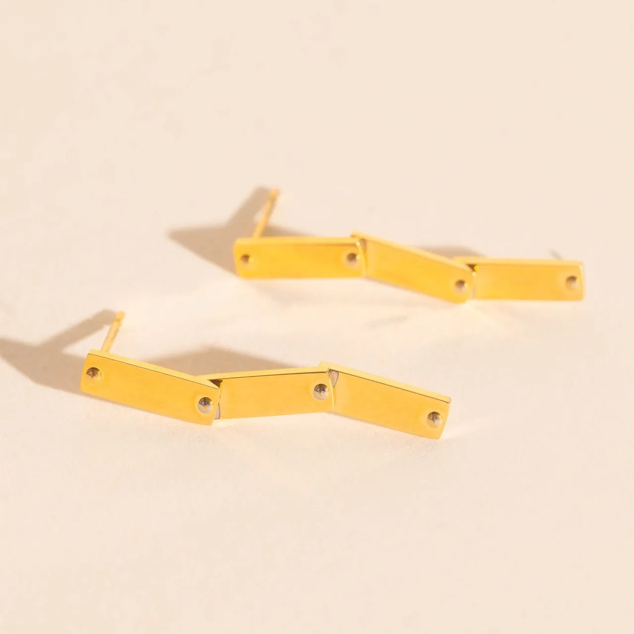 Flat Hammered Bar Stud Earrings sold by Modcloth product image thumbnail 3