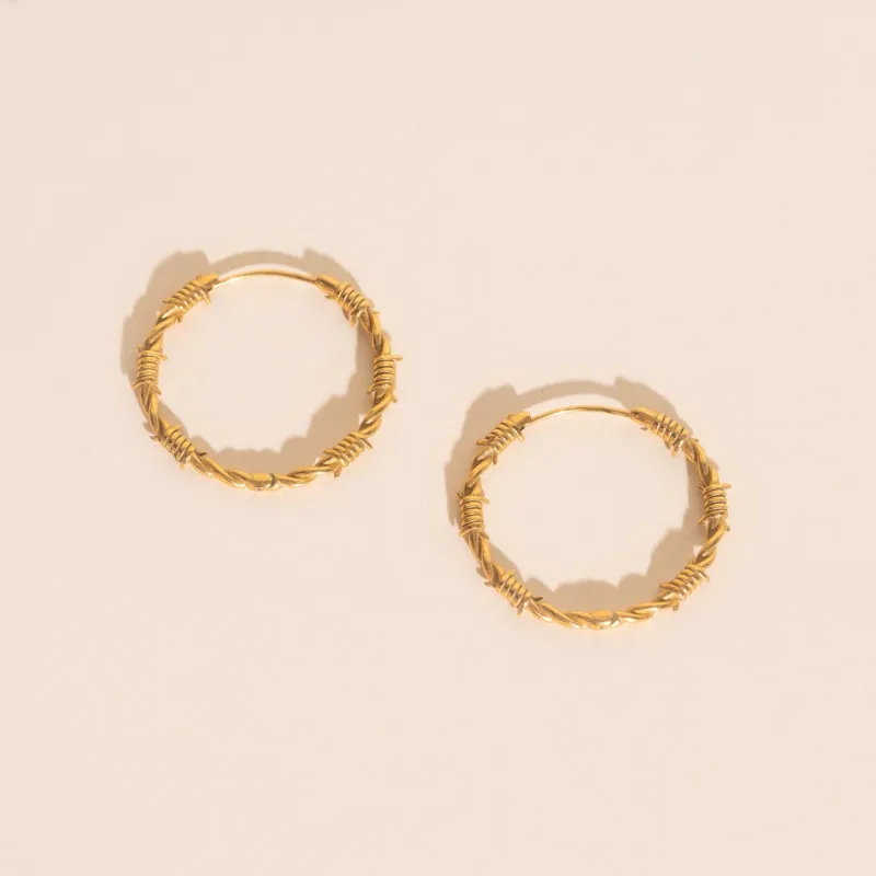 Barbed Wire Huggie Hoop Earrings sold by Modcloth
