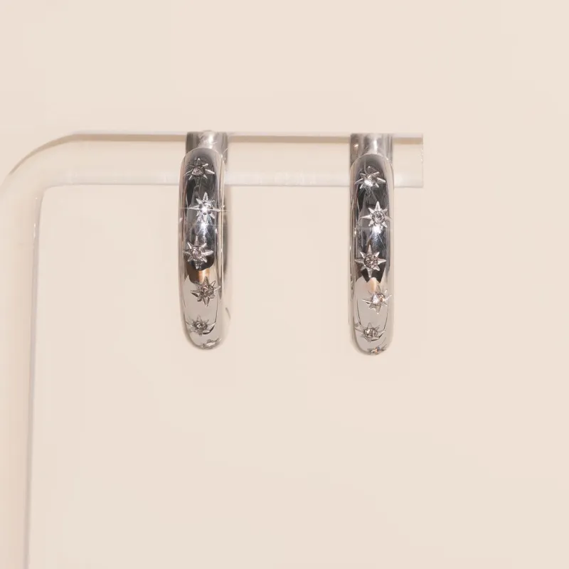 Starburst Chunky Rounded Huggie Hoop Earrings sold by Modcloth