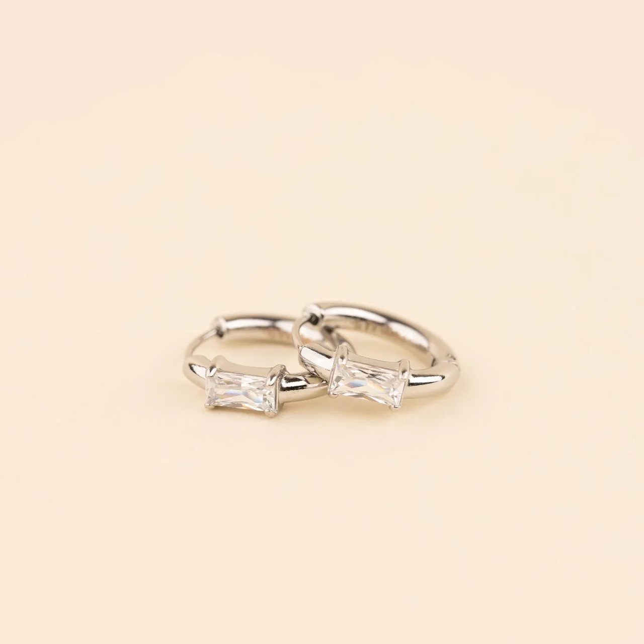 Titanium Baguette Crystal Rounded Huggie Hoop Earrings sold by Modcloth product image thumbnail 2