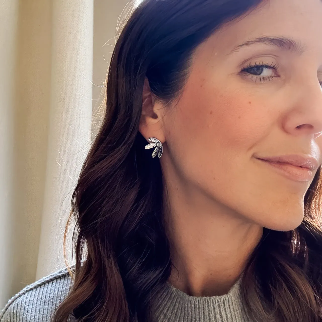 Mini Half Bloomed Stud Earrings sold by Modcloth