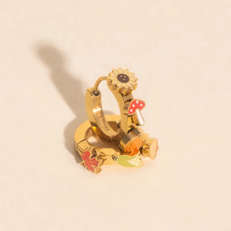 Fall 3D Huggie Hoop Earrings sold by Modcloth