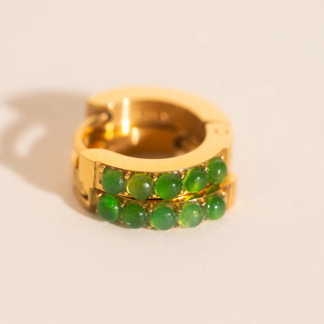 Green Color Gem Huggie Hoop Earrings sold by Modcloth product image thumbnail 3