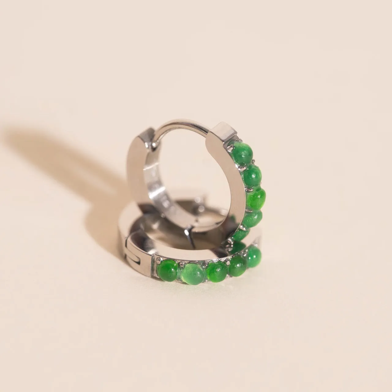 Green Color Gem Huggie Hoop Earrings sold by Modcloth product image thumbnail 4