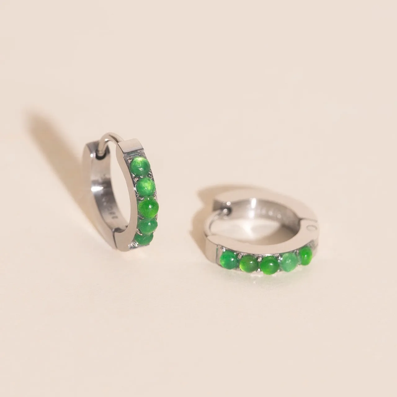 Green Color Gem Huggie Hoop Earrings sold by Modcloth product image thumbnail 5