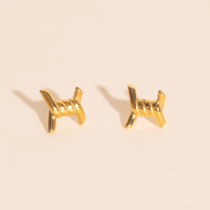 Barbed Wire Stud Earrings sold by Modcloth