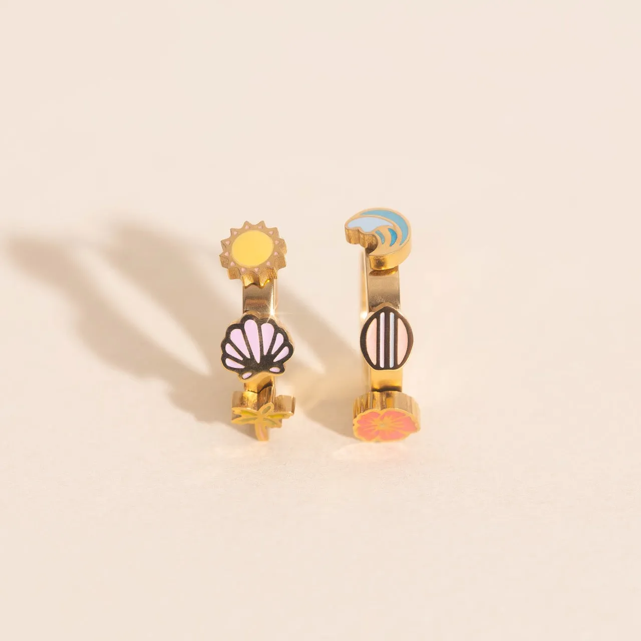 Beach 3D Huggie Hoop Earrings sold by Modcloth product image thumbnail 4