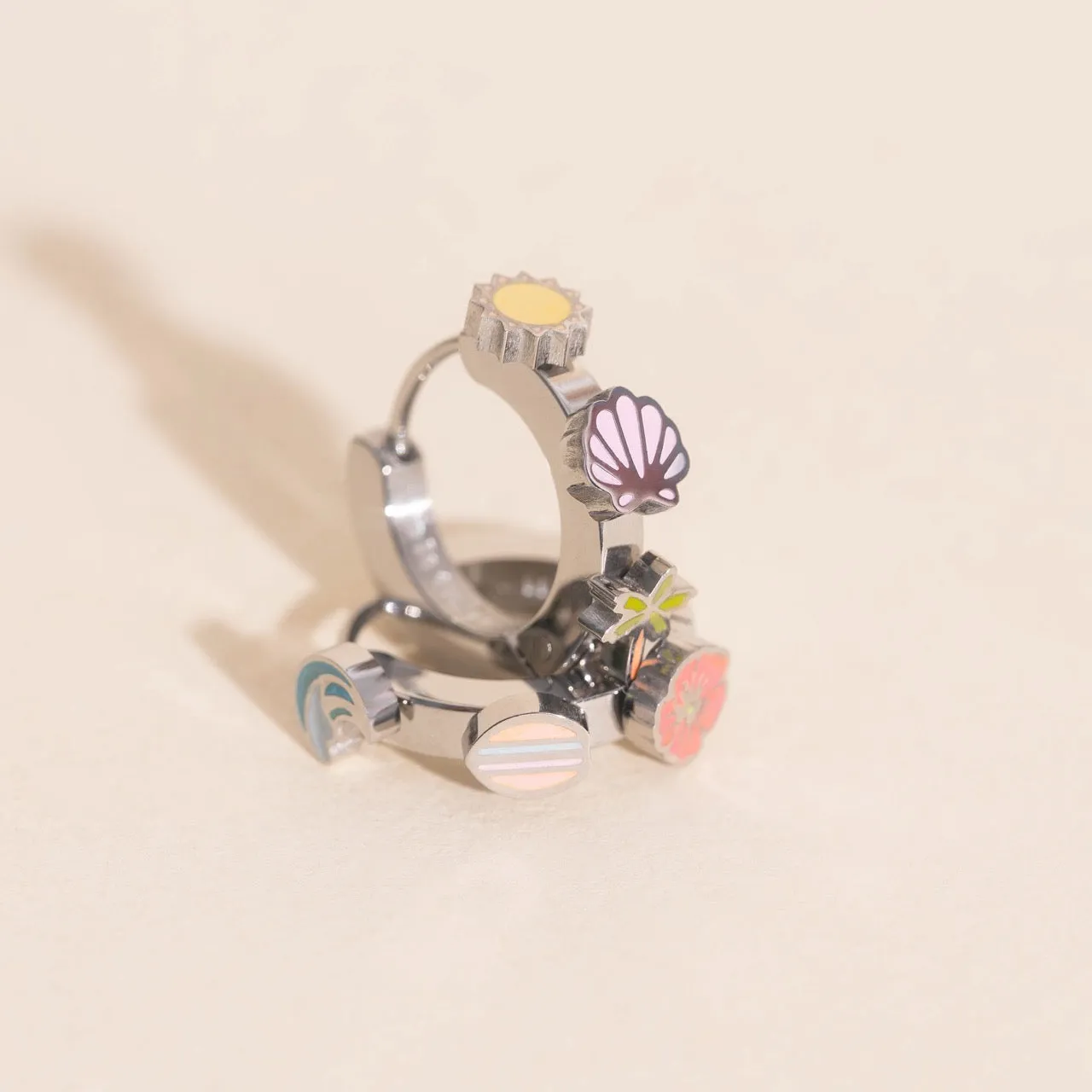 Beach 3D Huggie Hoop Earrings sold by Modcloth product image thumbnail 5