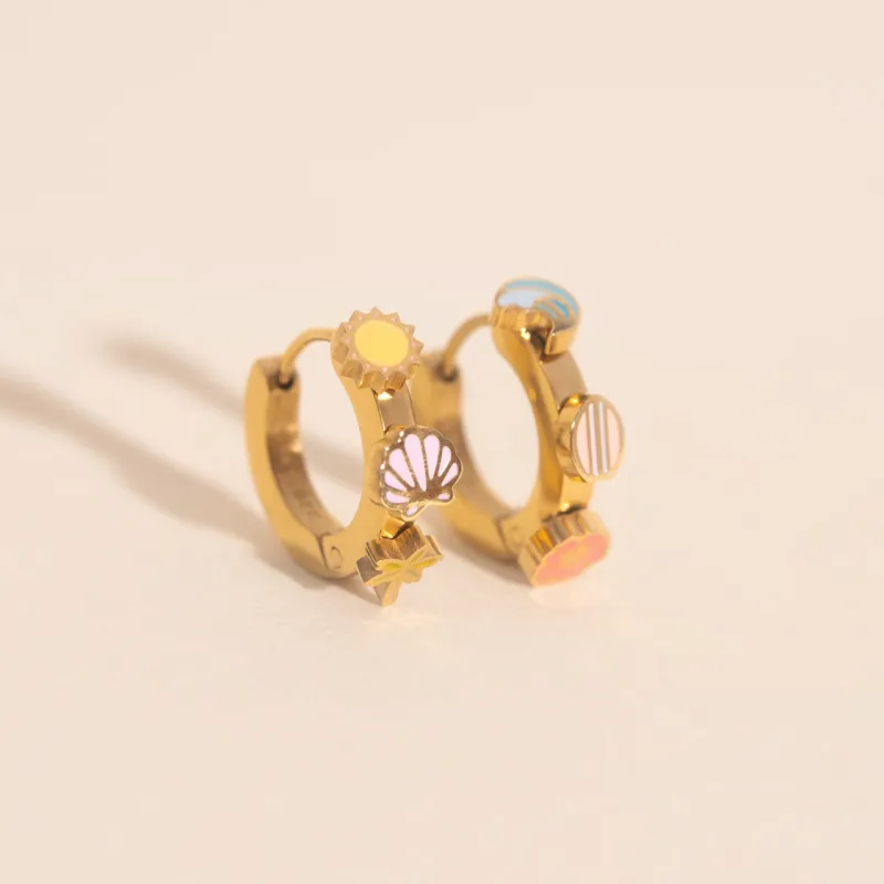 Beach 3D Huggie Hoop Earrings sold by Modcloth