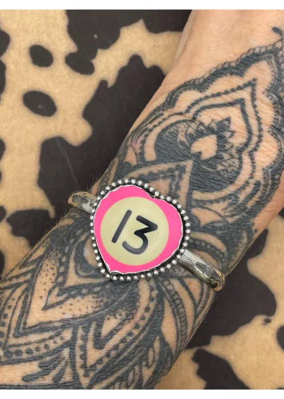 Sterling Silver Heart Cuff Pink Billiard Ball #13 sold by Modcloth