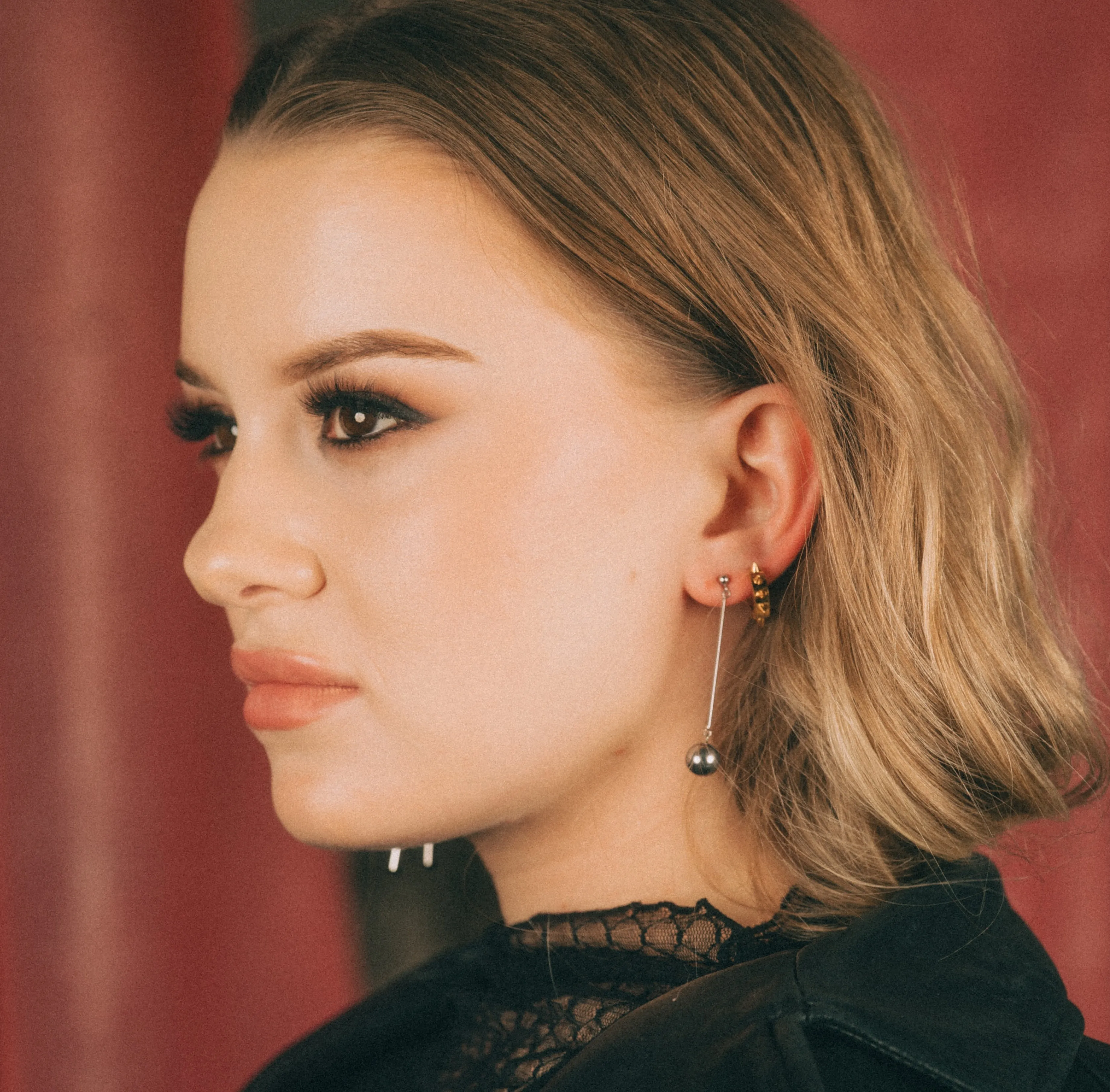 Spiked Chunky Huggie Hoop Earrings sold by Modcloth product image thumbnail 4