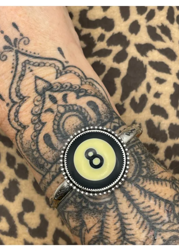 Billiard 8-Ball Cuff Bracelet Black sold by Modcloth