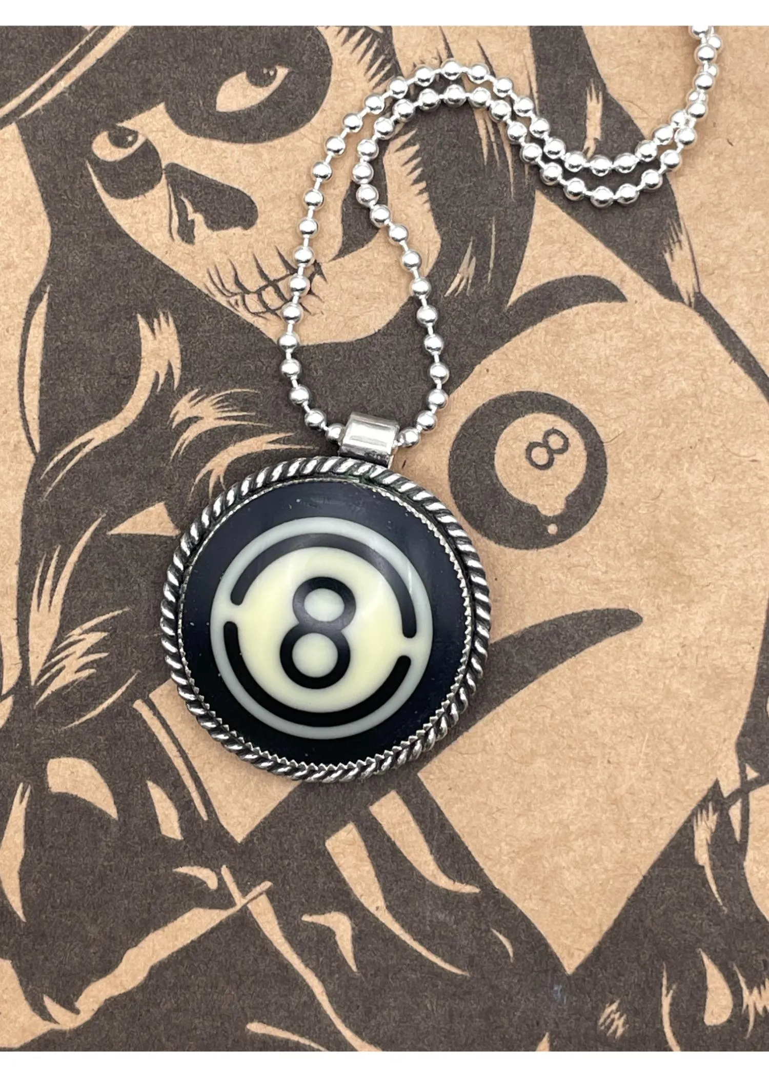 Billiard Retro 8-Ball Round Pendant Black sold by Modcloth