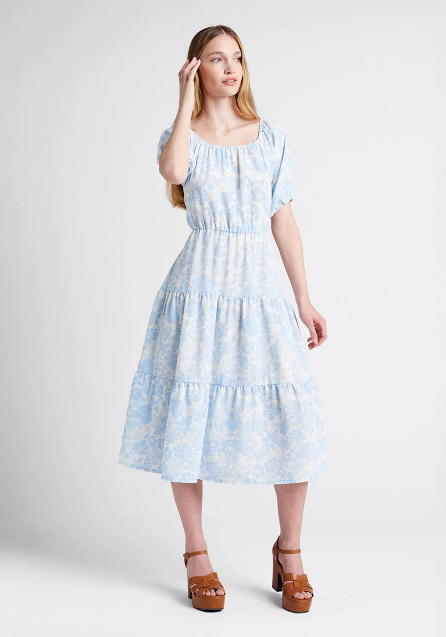 Bloom Wildly Tiered Midi Dress sold by Modcloth