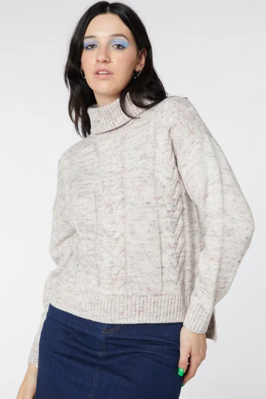 Space Dye Cable Boxy Knit Wool Sweater sold by Modcloth