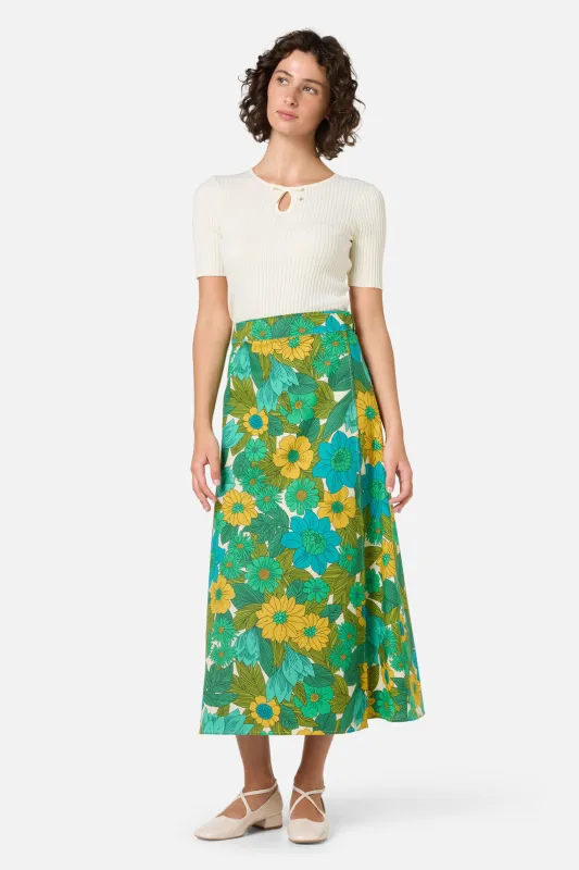 Nellie 70's Floral Wrap Skirt sold by Modcloth