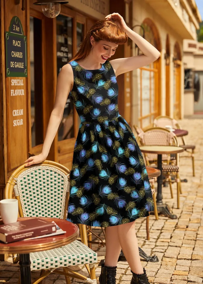 Vintage Style Midi Dress Peacock Feathers sold by Modcloth