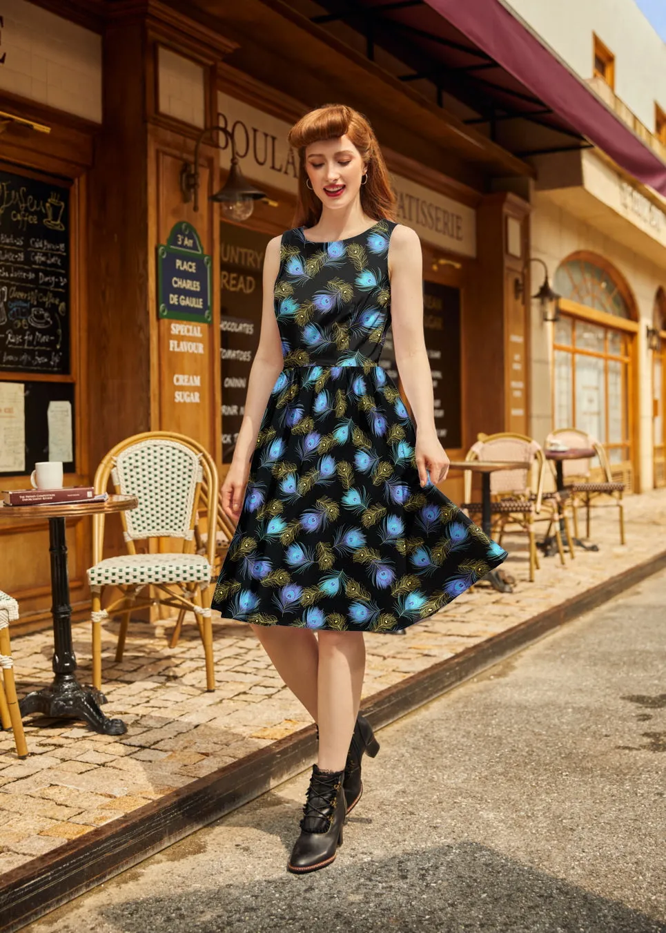 Vintage Style Midi Dress Peacock Feathers sold by Modcloth product image thumbnail 3