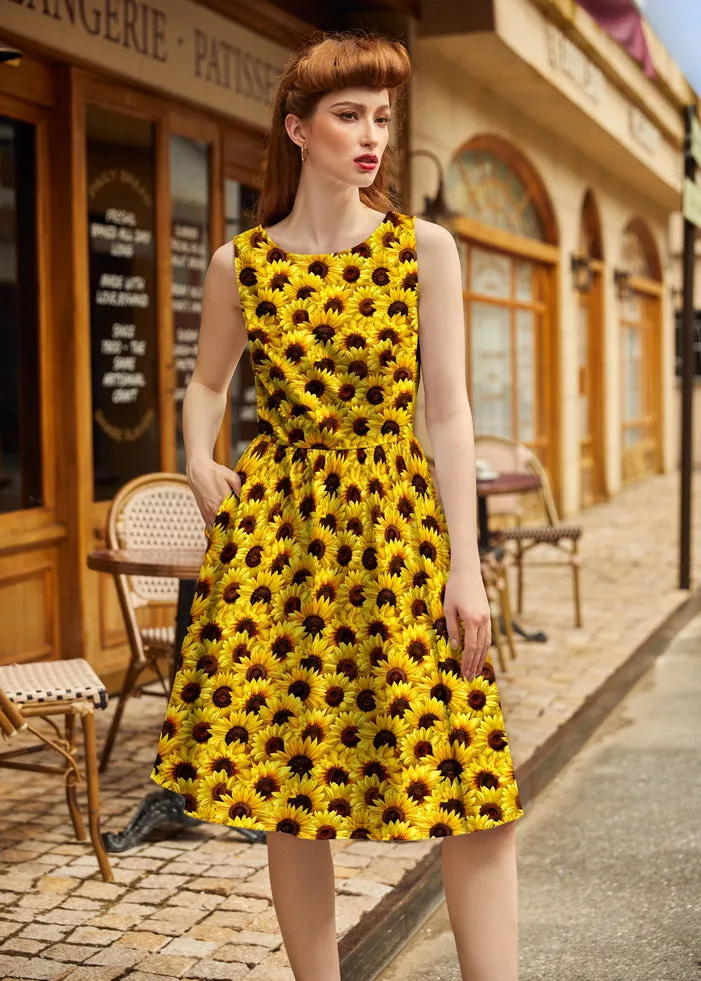 Vintage Style Midi Dress Sunflowers sold by Modcloth