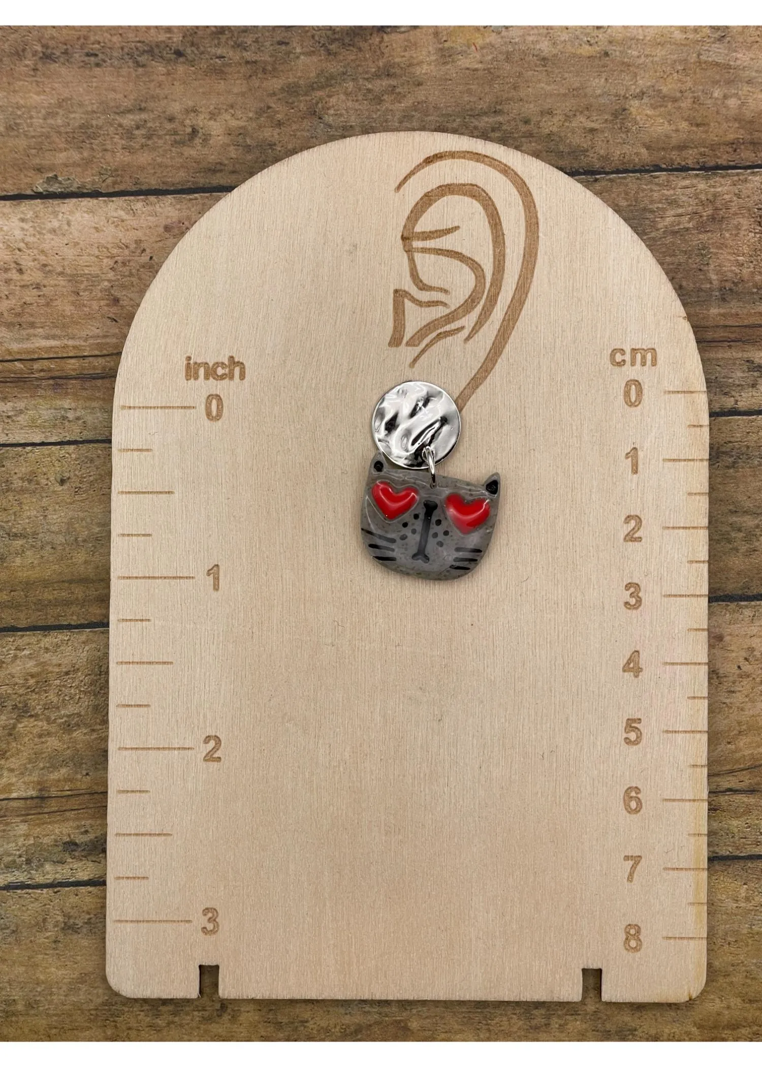 Heart Eyes Cat Face Earrings sold by Modcloth product image thumbnail 2