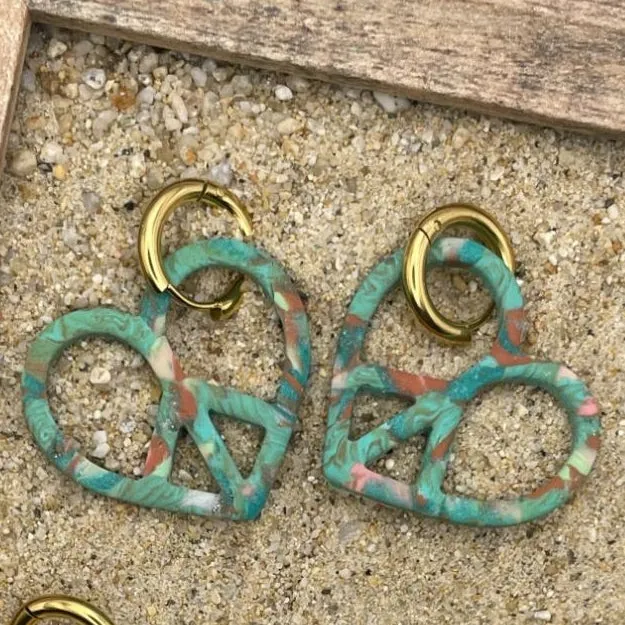 Peace Heart Dangly Hoop Earrings sold by Modcloth product image thumbnail 2