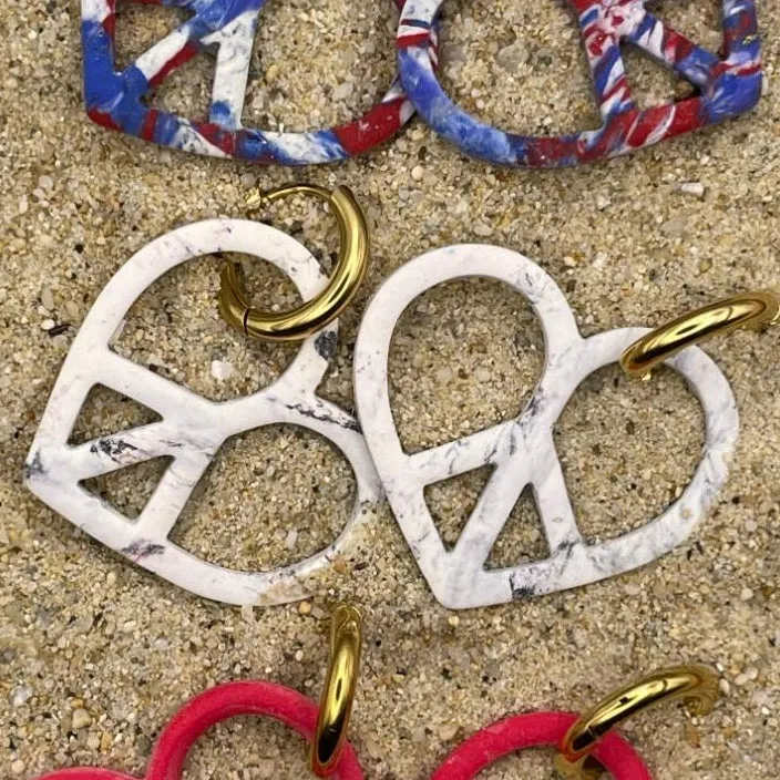 Peace Heart Dangly Hoop Earrings sold by Modcloth product image thumbnail 3