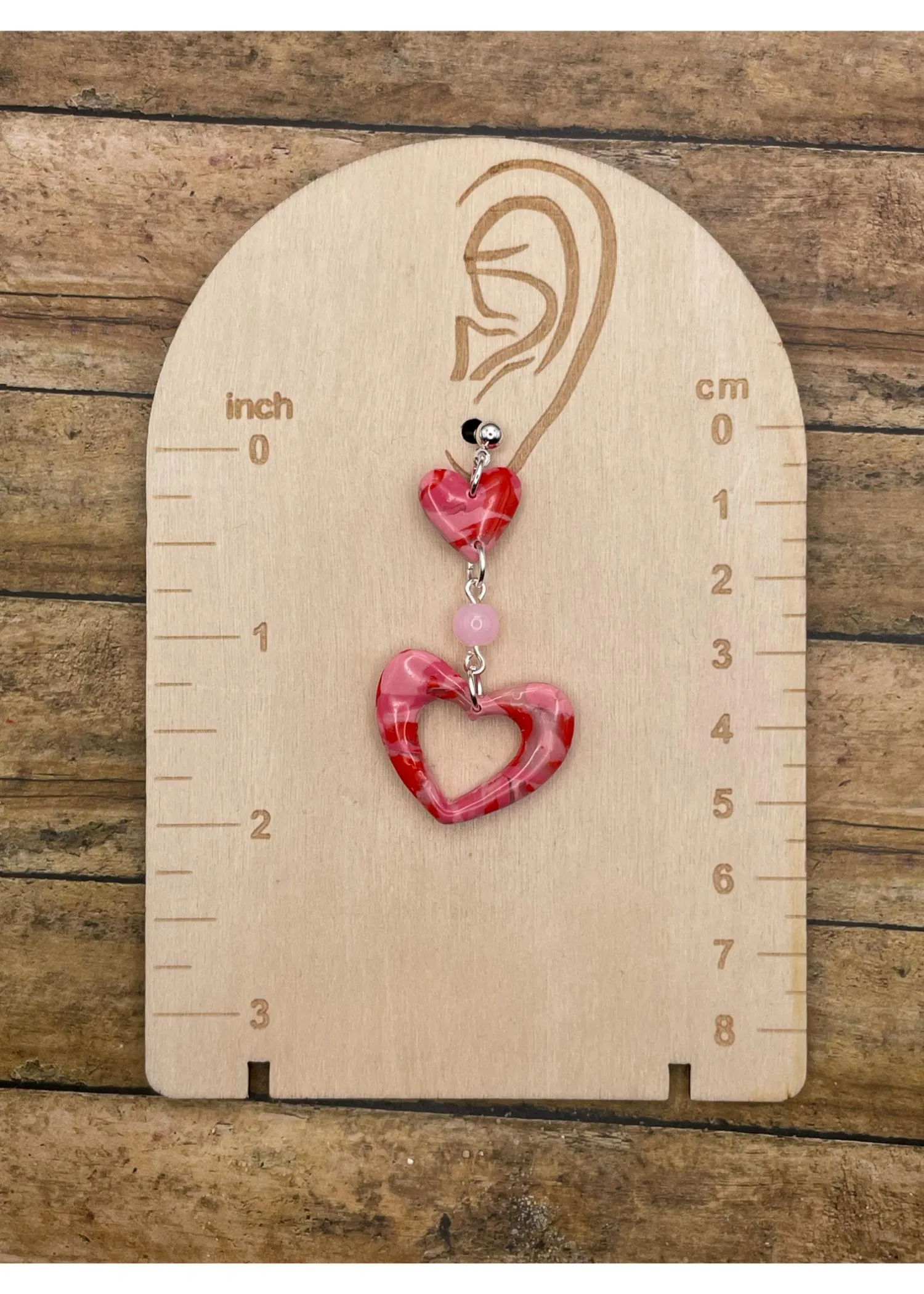 Double Heart Swirl Earrings with Pink Gemstone sold by Modcloth product image thumbnail 2