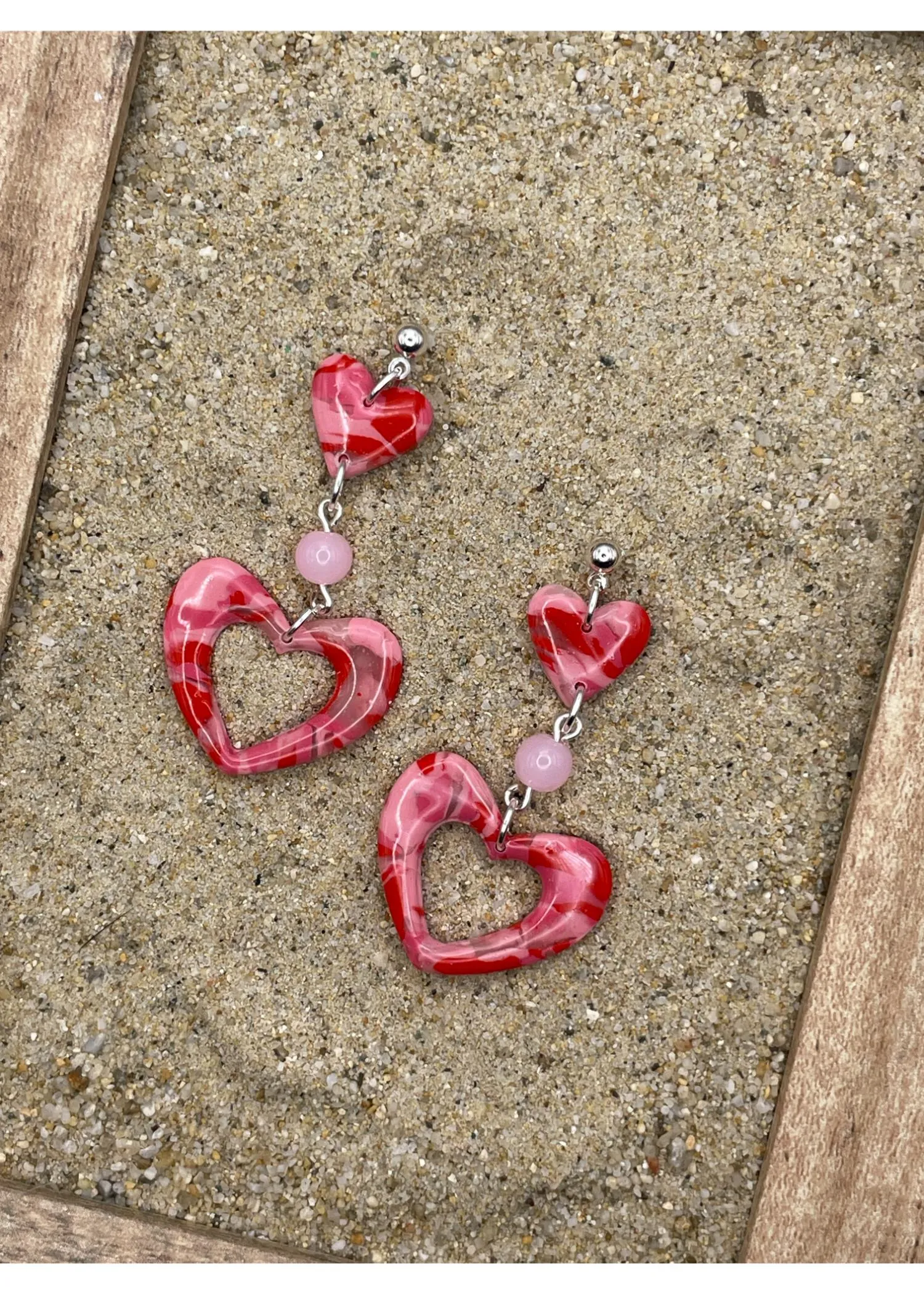Double Heart Swirl Earrings with Pink Gemstone sold by Modcloth product image thumbnail 3