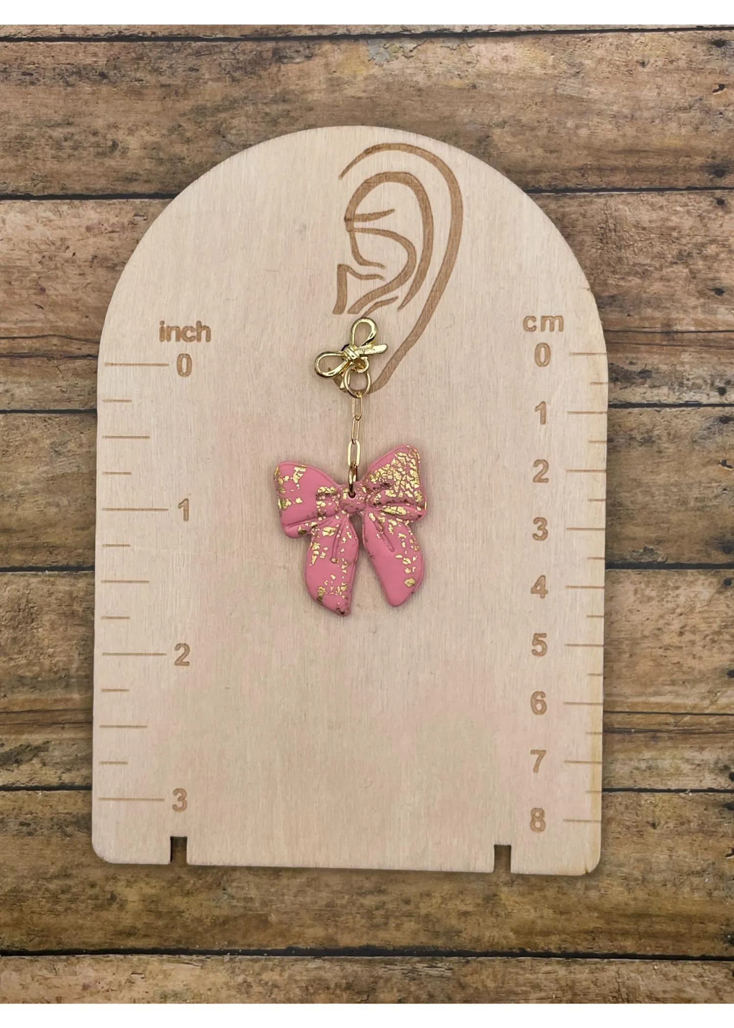 Pink Sparkle Bow Earrings with Gold Studs sold by Modcloth product image thumbnail 2