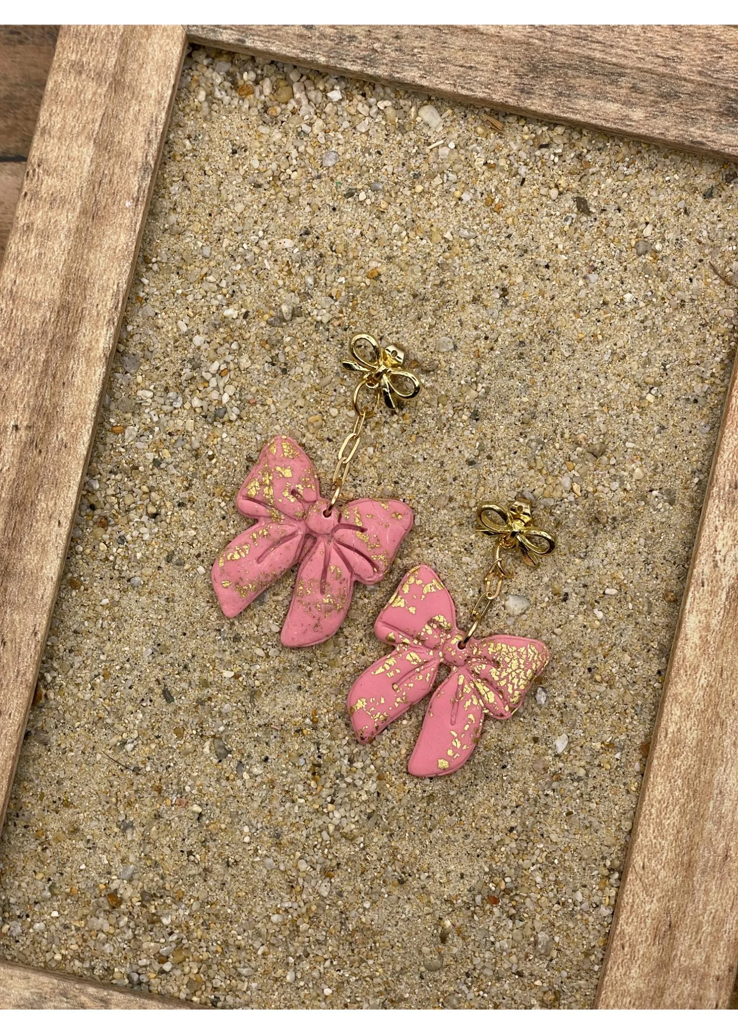 Pink Sparkle Bow Earrings with Gold Studs sold by Modcloth product image thumbnail 3