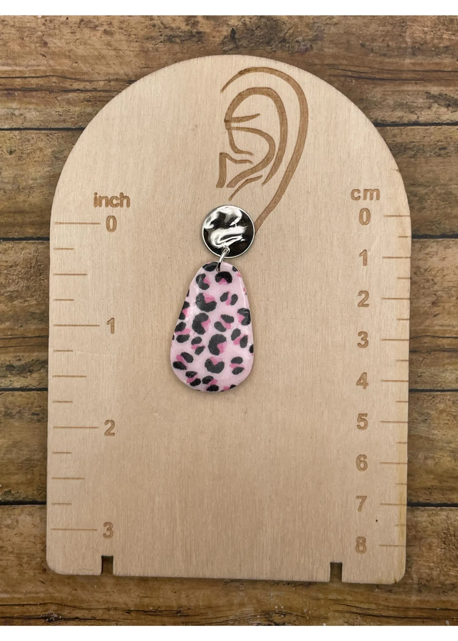 Pink Leopard Print Teardrop Dangle Earrings sold by Modcloth product image thumbnail 2