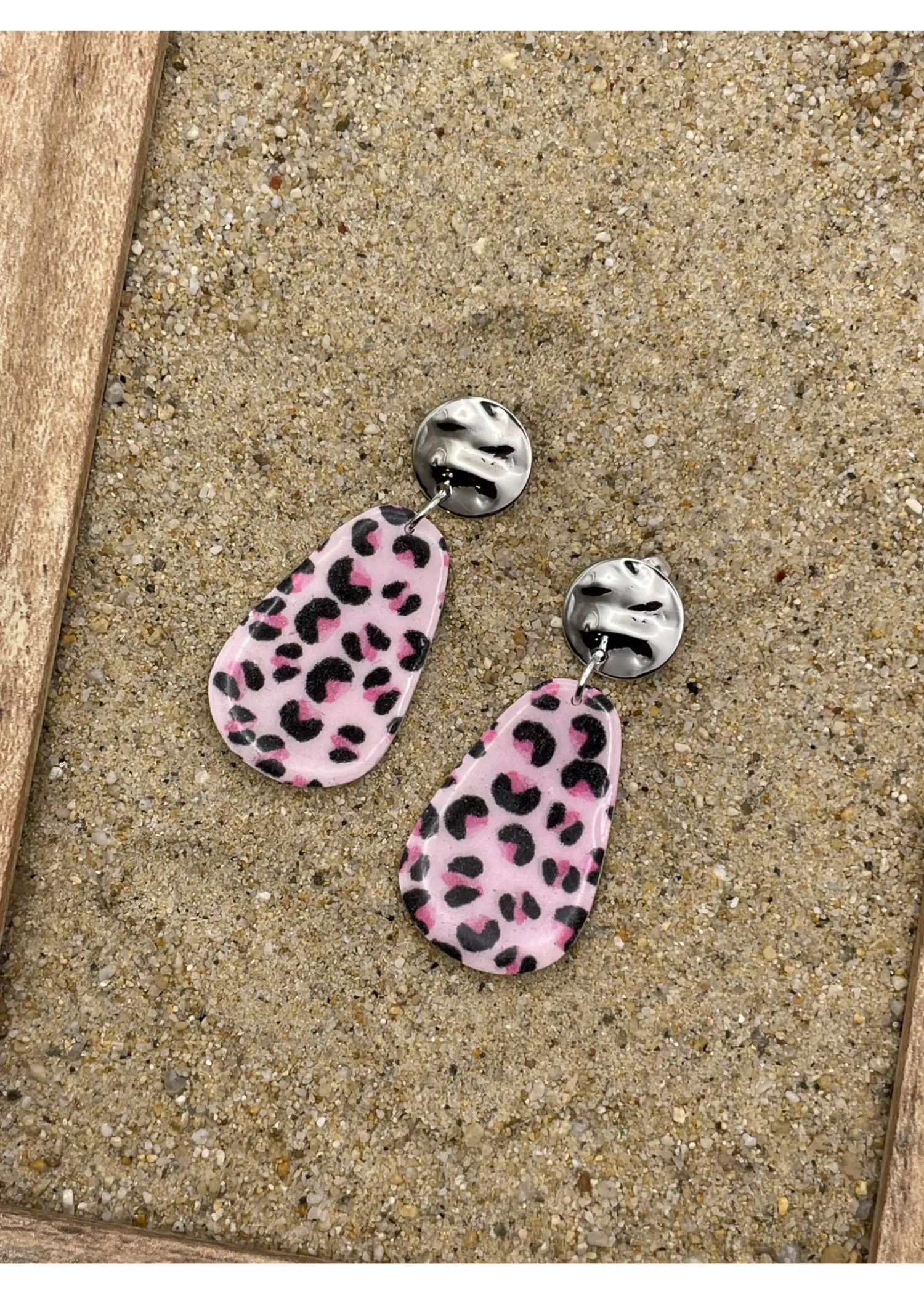 Pink Leopard Print Teardrop Dangle Earrings sold by Modcloth product image thumbnail 3