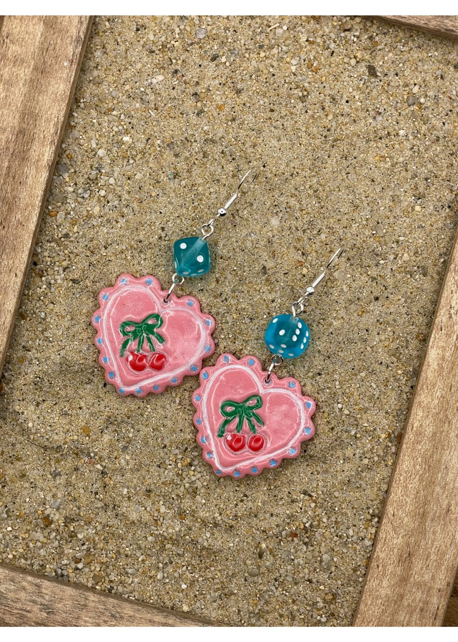 Dice Heart Earrings with Cherry Imprint sold by Modcloth product image thumbnail 3