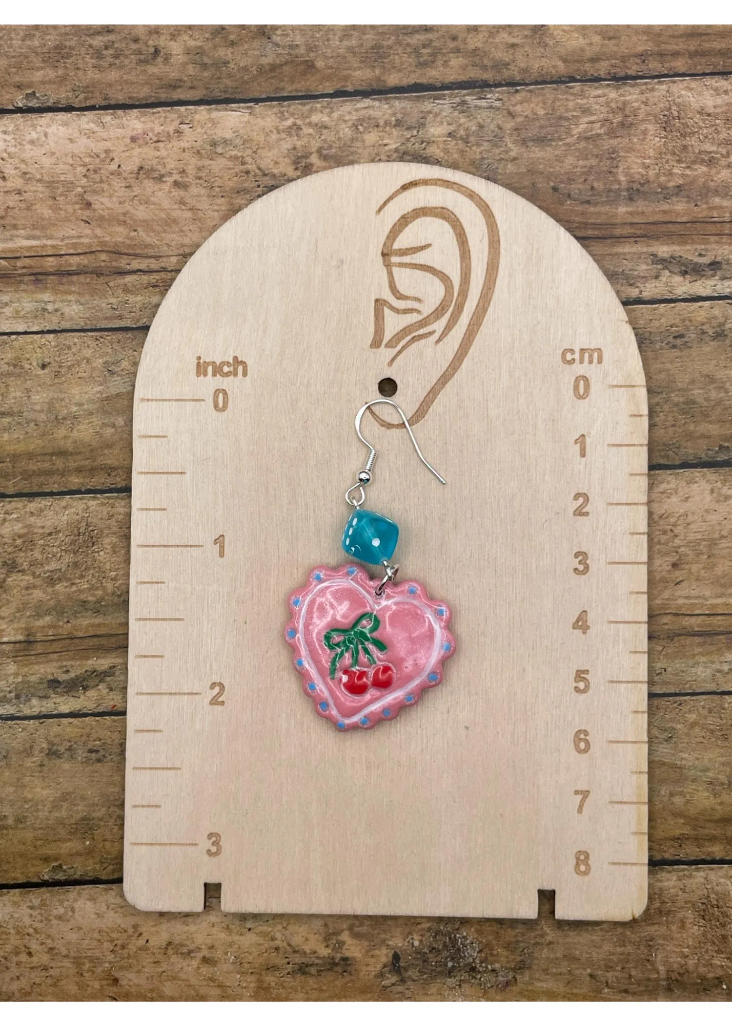 Dice Heart Earrings with Cherry Imprint sold by Modcloth product image thumbnail 2