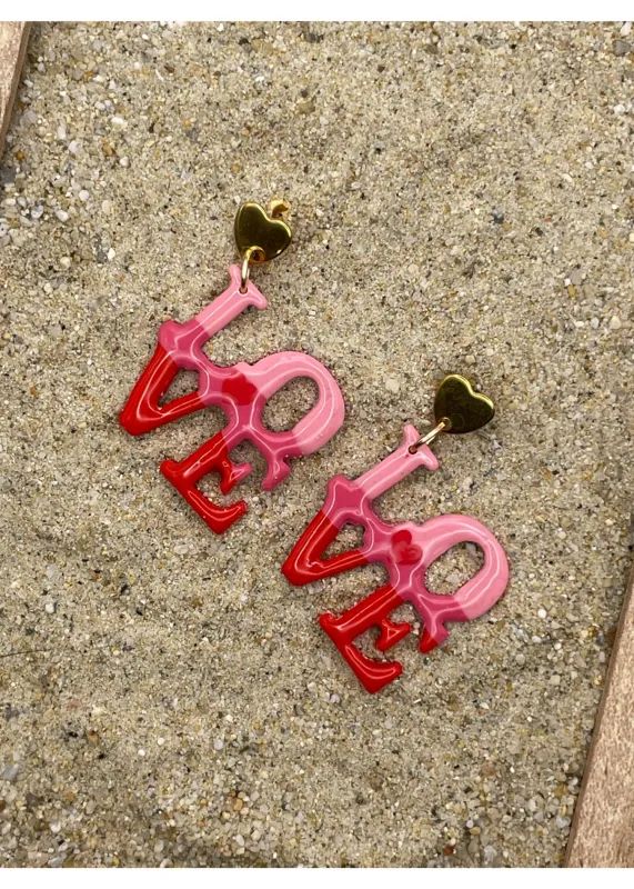 Ombre LOVE Earrings with Heart Stud sold by Modcloth