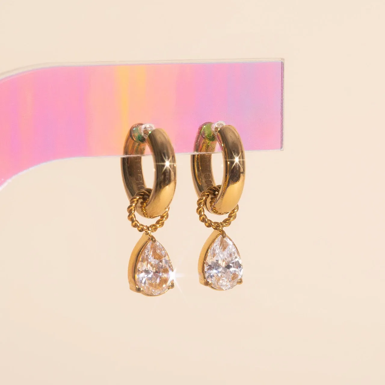 Crystal Pear Huggie Hoop Charms sold by Modcloth product image thumbnail 5