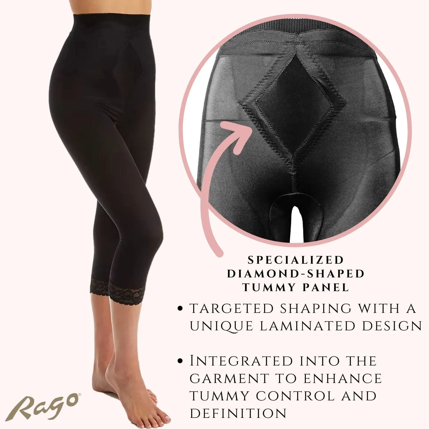 Style 6266 | High Waist Capri Pant Liner with Tummy Control Satin Panel | Memory Compression Fabric | Medium Support sold by Modcloth product image thumbnail 2