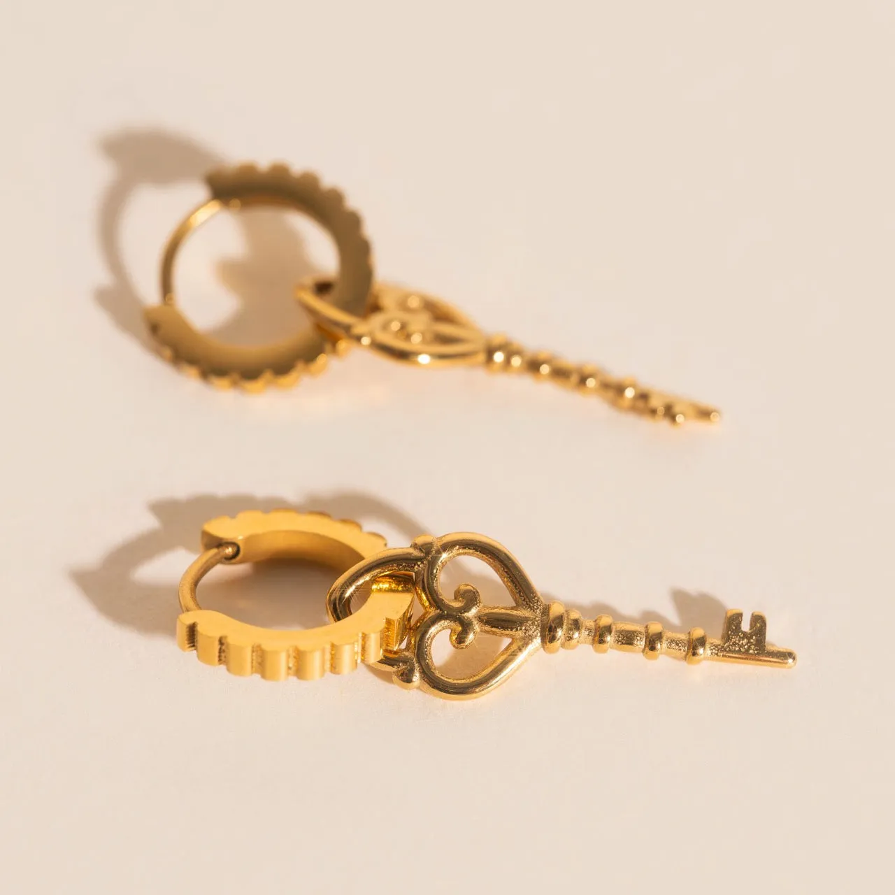 Key Heart Huggie Hoop Charms sold by Modcloth product image thumbnail 2