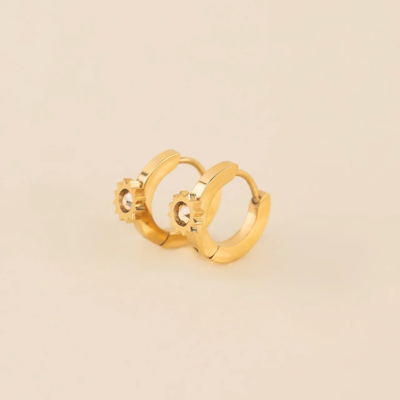 Sun 3D Huggie Hoop Earrings sold by Modcloth product image thumbnail 4