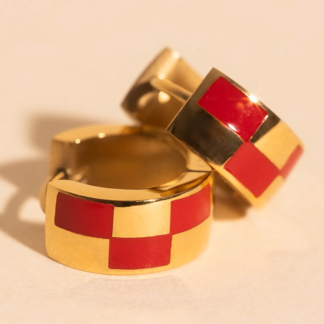 Checkered Rounded Super Chunky Huggie Hoop Earrings sold by Modcloth