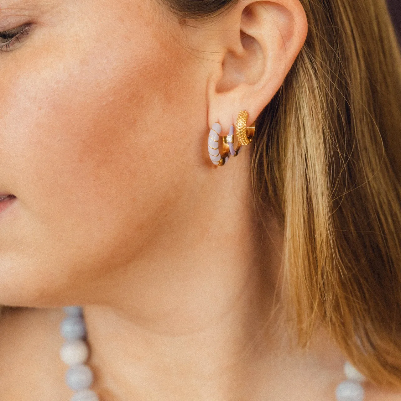 Color Chunky Rounded Huggie Hoop Earrings sold by Modcloth product image thumbnail 4