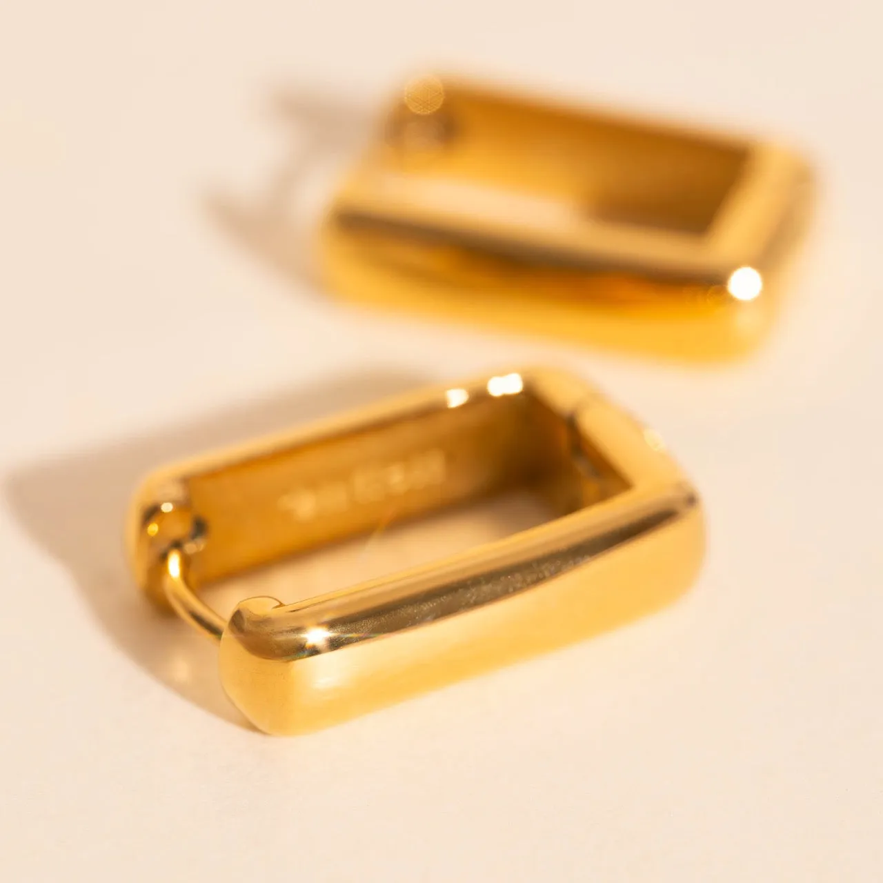 Chunky Rounded Rectangle Huggie Hoop Earrings sold by Modcloth product image thumbnail 4