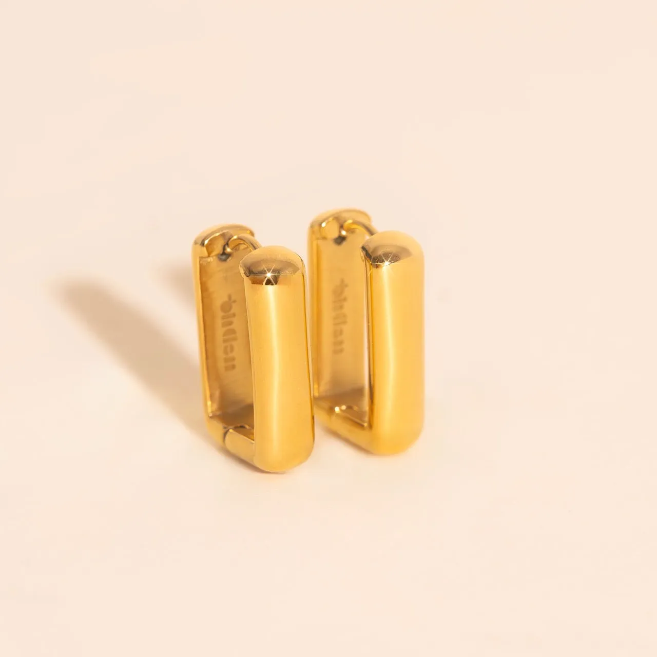 Chunky Rounded Rectangle Huggie Hoop Earrings sold by Modcloth product image thumbnail 3