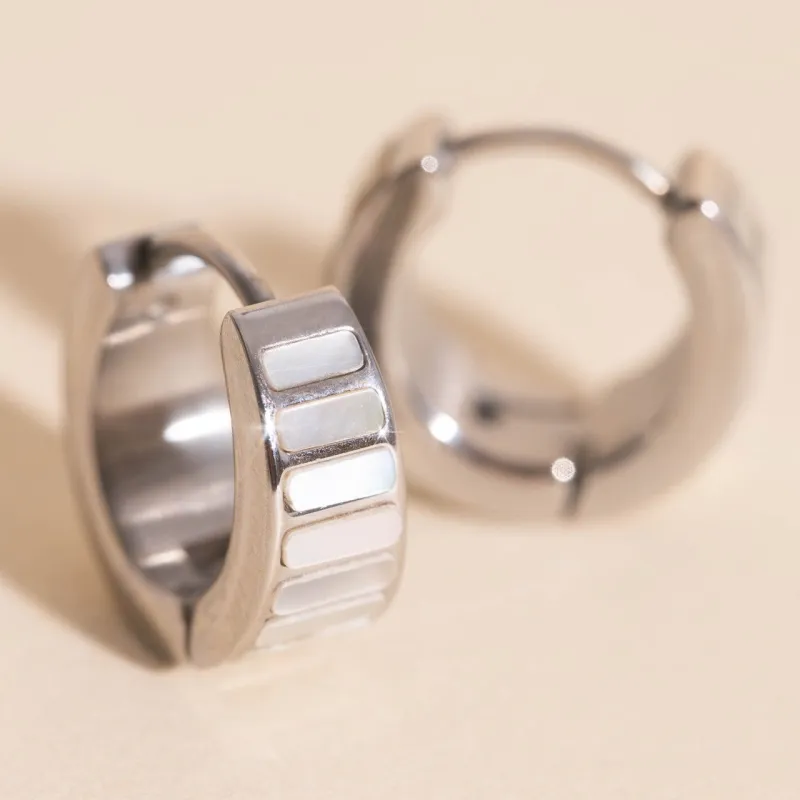 Pearl Shell Teardrop Super Chunky Huggie Hoop Earrings sold by Modcloth