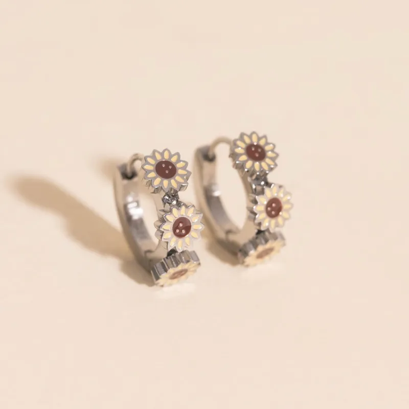 Sunflower 3D Huggie Hoop Earrings sold by Modcloth