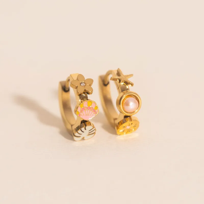 Hawaii 3D Huggie Hoop Earrings sold by Modcloth